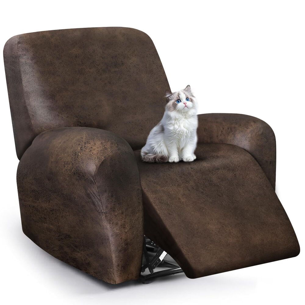 Recliner Chair Cover, 4-Piece Leather Look Set